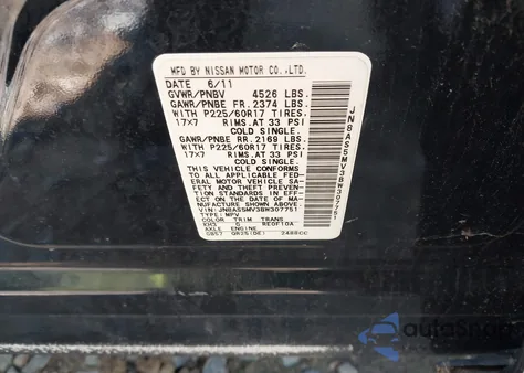 2011 Nissan Rogue Sv z USA, uszkodzony, nr VIN JN8AS5MV3BW307751